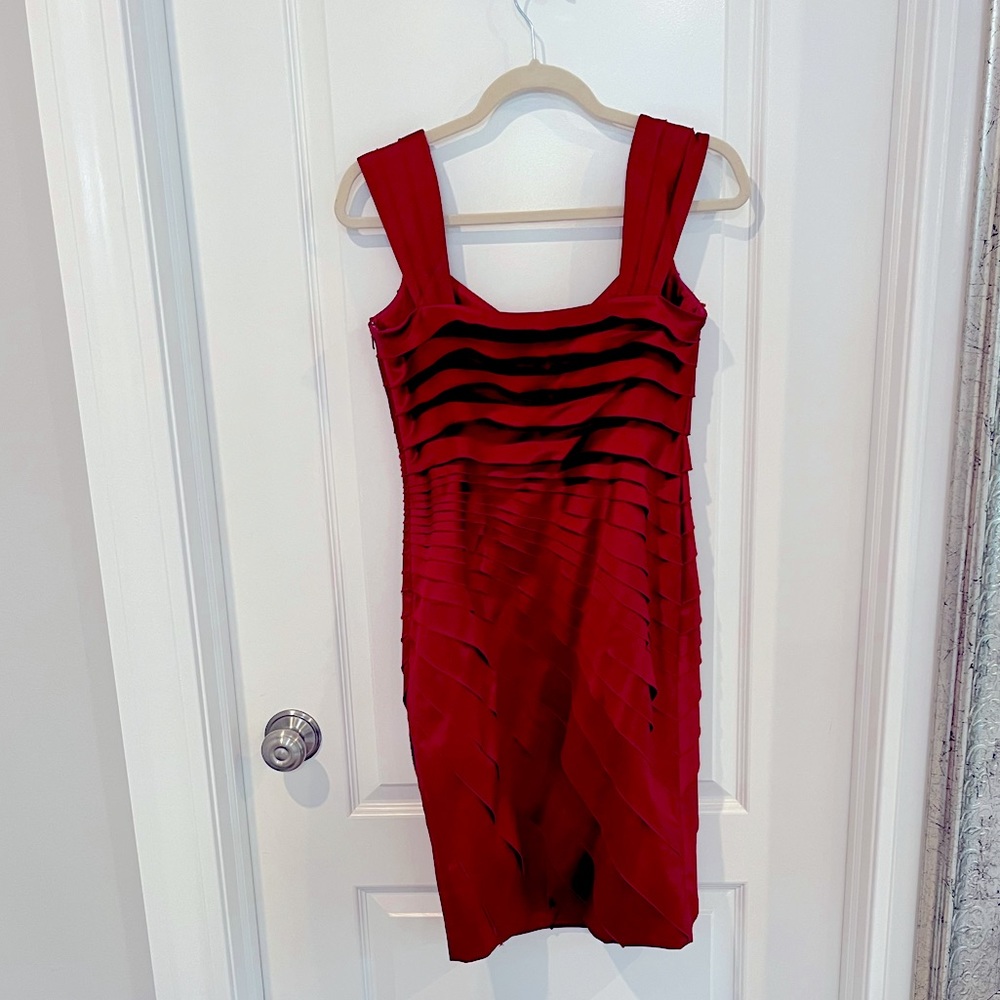 Red satin minidress - perfect for a wedding guest!